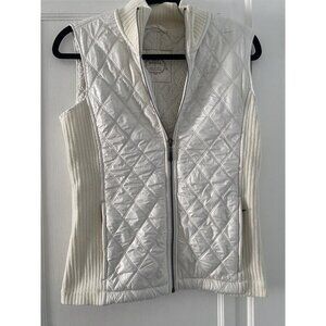 PrAna Vest Woman’s Size Small Quilted Fleece Lined Zip Ivory EUC